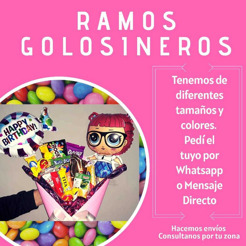 Para Regalo !! Ramo De Golosinas Y Globos Original
