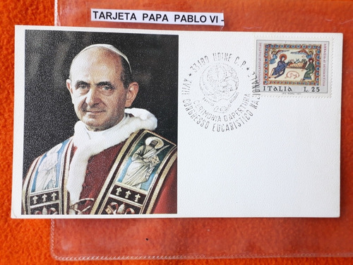 Tarjeta Conmemorativa Del Papa Pablo Vi Año 