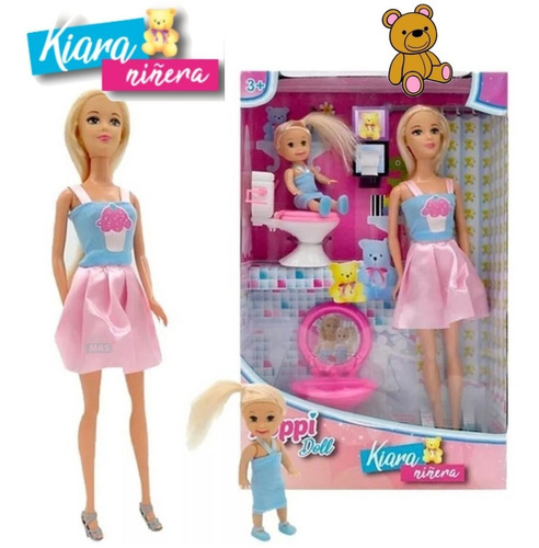 Muñeca Articulada Kiara Niñera + 2 Bebes + Accesorios !!