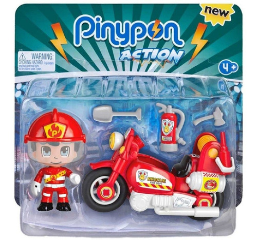 Pinypon Action Moto Bombero Con Figura Y Accesorios