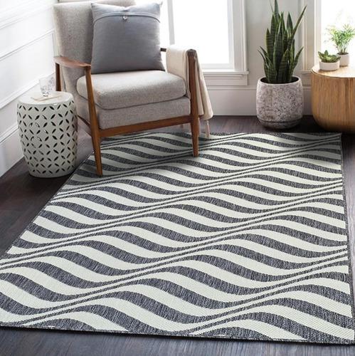 Alfombra Gris Nordica Rustica Tipo Yute Onda 100x150 Kreatex