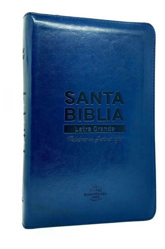 Biblia Estuche Azul Y Dorada Letra Grande Reina Valera 