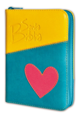 Biblia Mediana Cierre Azul Amarilla Corazón Reina Valera 60