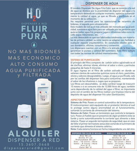 Dispenser Agua Frio/calor A Red Alquiler