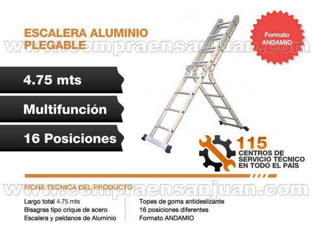 Escalera Aluminio Andamio 4.70mts 4x4
