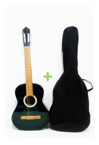 Guitarra Criolla Clasica De Estudio Verde + Funda De Regalo