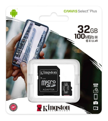 Memoria Micro Sd Kingston 32gb Canvas Select Plus 100mb/s