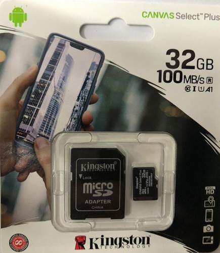 Microsd Kingston 32gb Canvas Select Con Adaptador