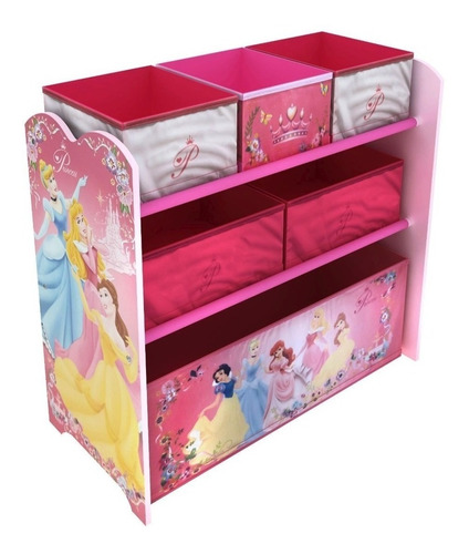 Mueble Infantil Disney -organizador Con 6 Caj.tela Princesas
