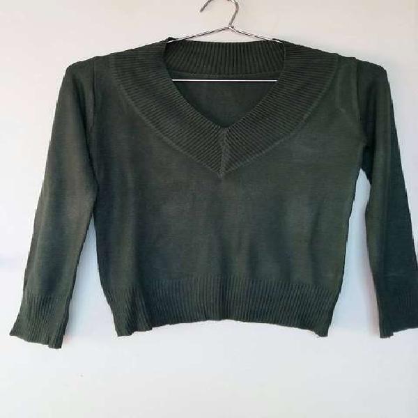 Sweater pullover mujer verde militar