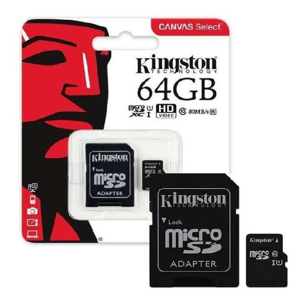 Tarjeta De Memoria 64 Gb Microsd Kingston Micro Sd Clase 10