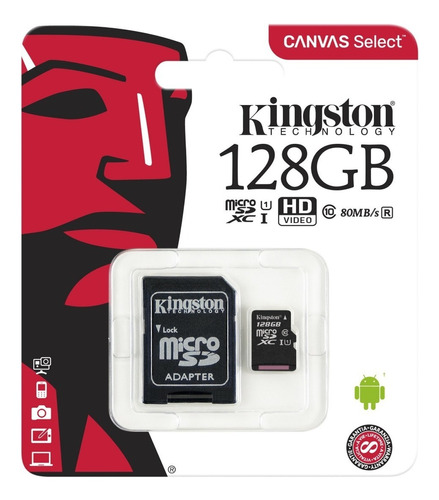 Tarjeta Microsd Kingston 128gb C/adap Clase 10 Sdcs/128gb