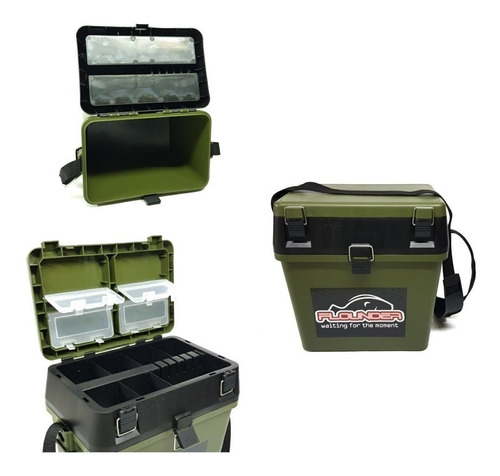 Caja De Pesca Flounder Albatros 3 En 1 Asiento Balde Correa