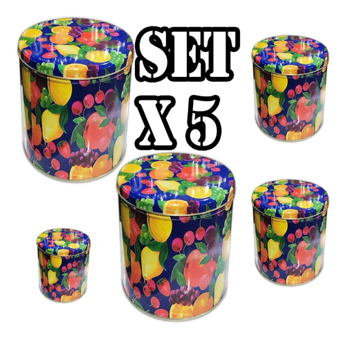 Set X 5 Frascos Hojalata Lata Hojalata Latas Vintage Oferta