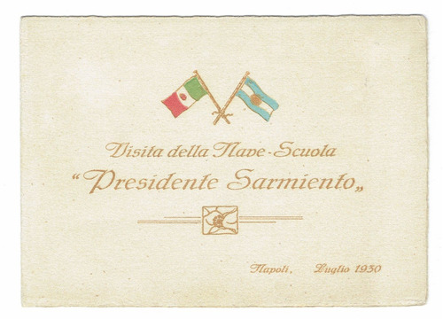 Antigua Tarjeta Visita Fragata Presidente Sarmiento Napoli