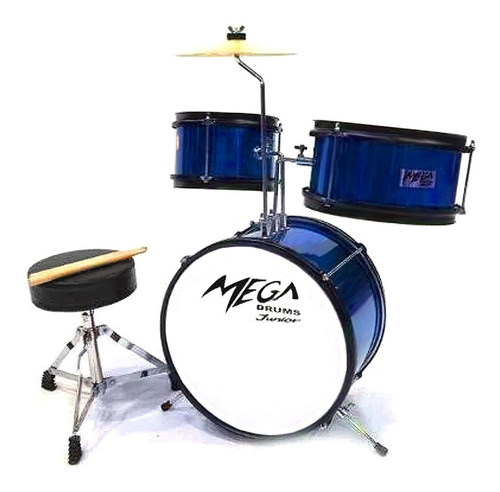 Bateria Legend Mega Drums Junior Azul Incluye Banqueta P