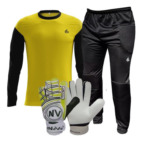 Combo Kit Arquero Gol De Oro Guantes Eneve + Pantalon +buzo