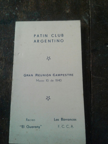 Papeleria Reunión Campestre Patín Club Argentino 