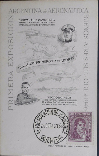Tarjeta Primera Exposición Argentina De Aeronautica 