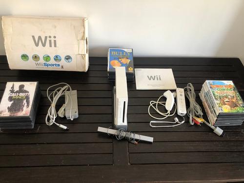 Wii Chipeada 29 Juegos Únicos Con Caja, Wiimote + Nunchuk