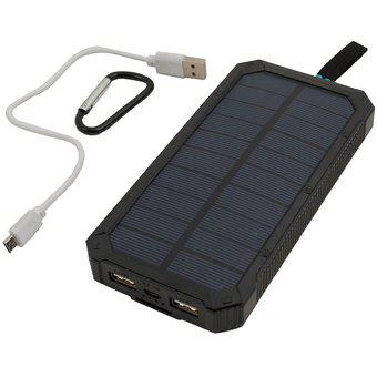 Cargador portátil solar negro- Cable usb y linterna