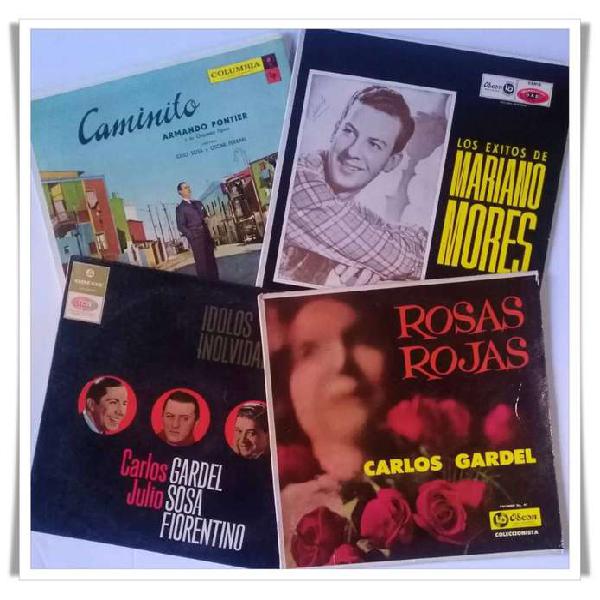 4 vinilos Carlos Gardel/Julio Sosa/Mariano Mores EXCELENTE