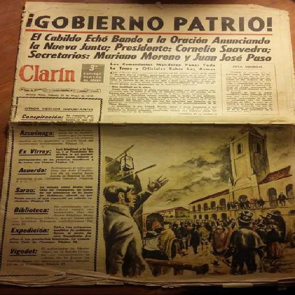 Antiguo diario Clarín del 26 de Mayo de 1810. Edición
