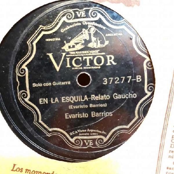 Evaristo Barrios, Relato Gaucho. Disco de Pasta 78
