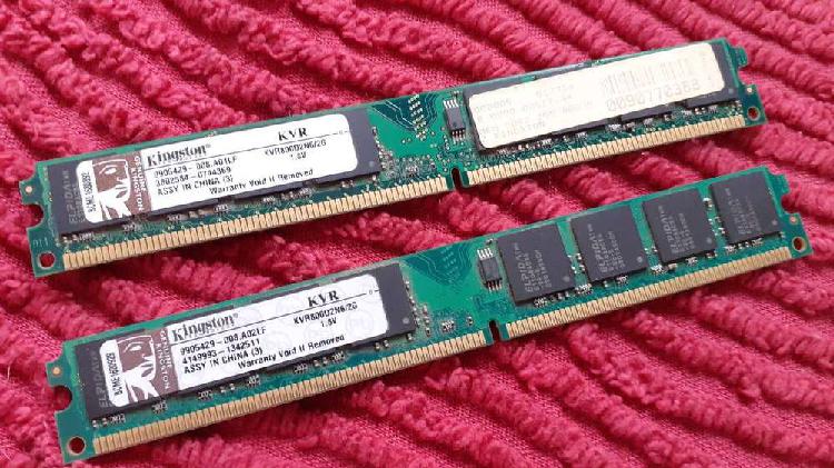 Memoria RAM DDR2 4Gigas (dos de 2Gby) KINGSTON KVR800D2N6/2G