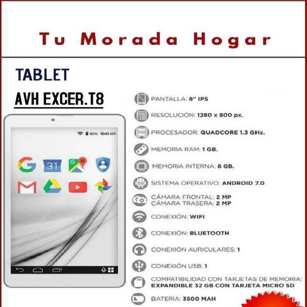 Tablet Avh Excer T8 8" pulgadas- Nueva