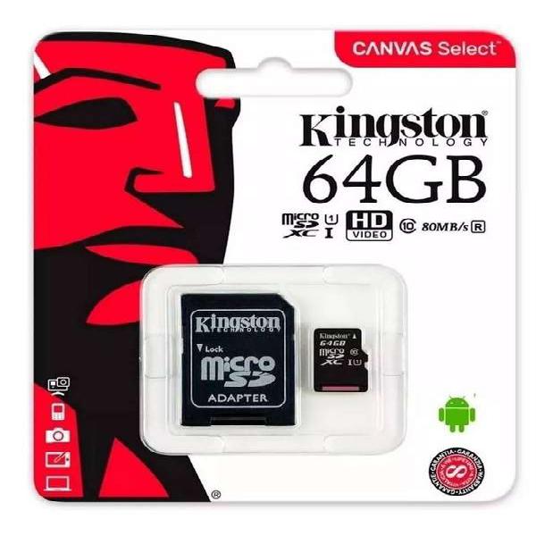 Tarjeta de memoria Micro SD de 64gb alta velocidad Kingston