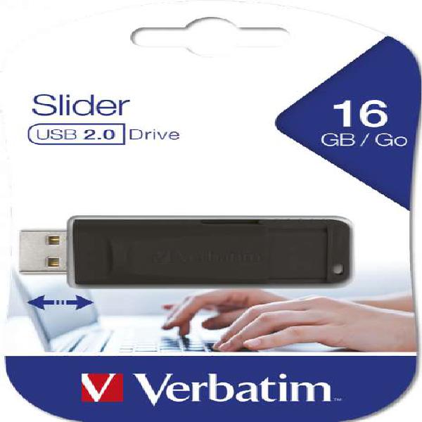 Pendrive 16gb Slider Usb 2.0 Drive Verbatim