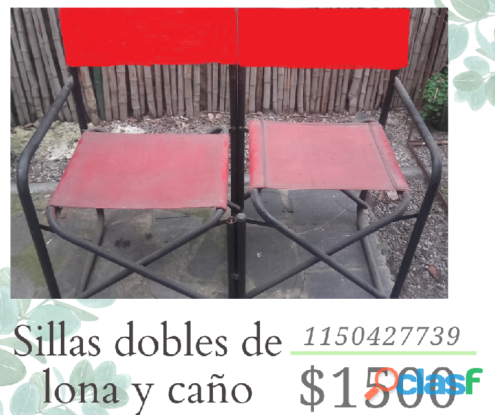 SILLAS DOBLES DE LONA Y CAÑO