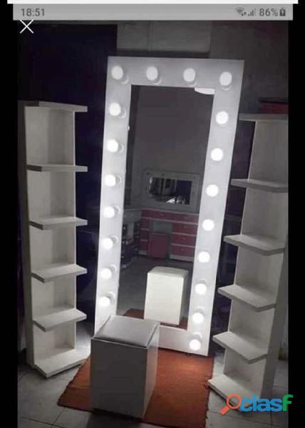 Espejo Cuerpo Completo Estilo Hollywood Vestidor Mueble