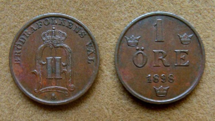 Moneda de 1 öre Suecia 1898
