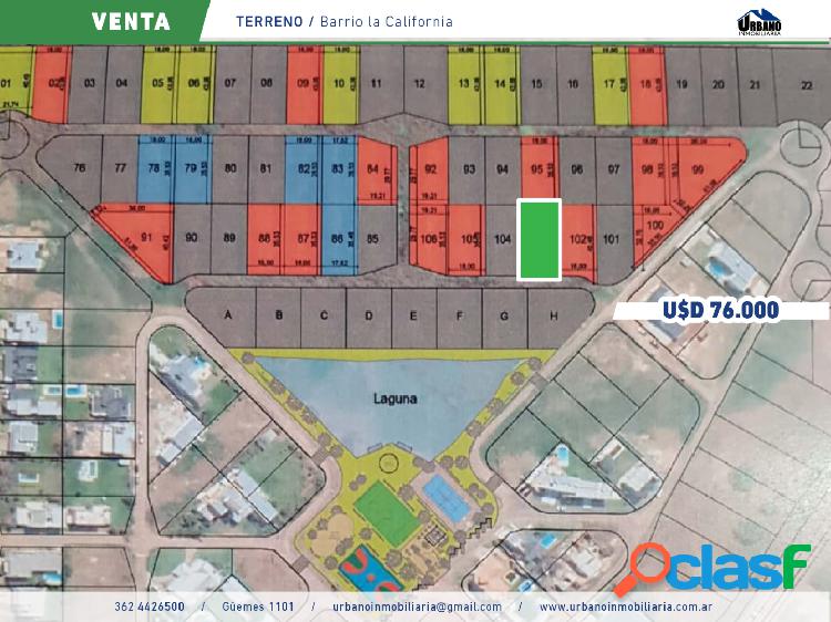 Venta de terreno en barrio La California