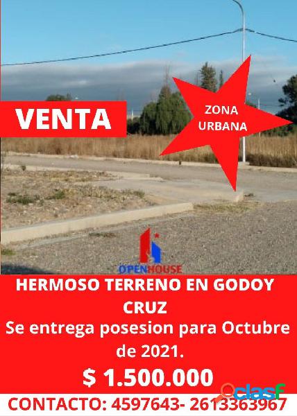 OPENHOUSE INMOBILIARIA VENDE HERMOSO TERRENO EN GODOY CRUZ