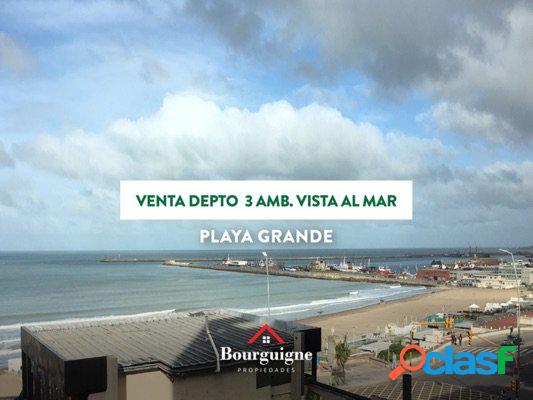 Venta depto 3 amb reciclado con vista al mar en Playa Grande