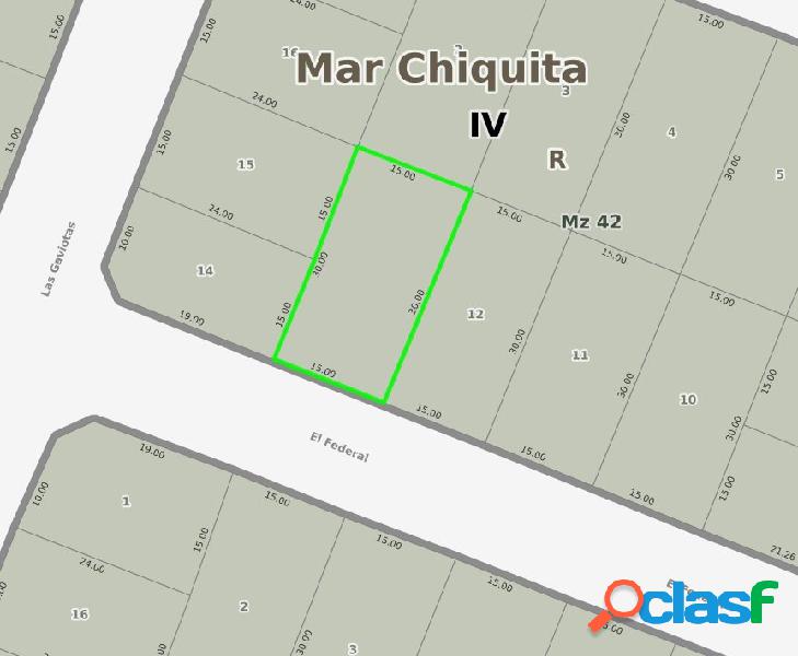 LOTE 450 M2 MAR CHIQUITA VENTA