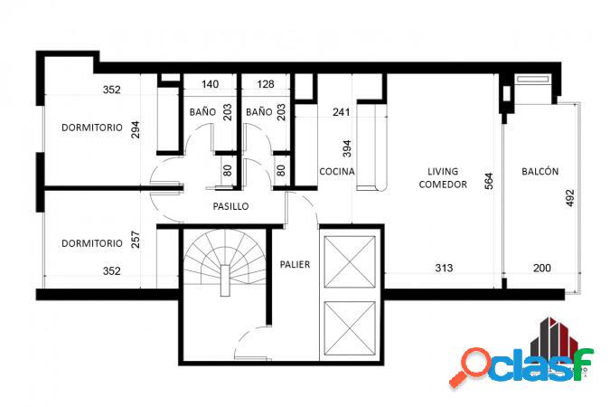 Departamento de 2 dormitorios con vista al río en venta