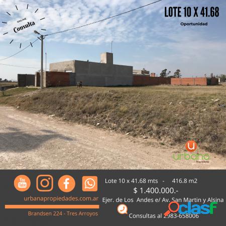 #VENTA Lote 10 x 41.68