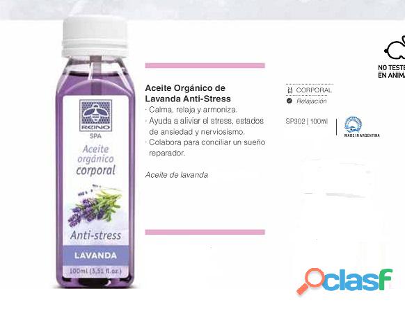 Aceite organico de lavanda corporal relajante