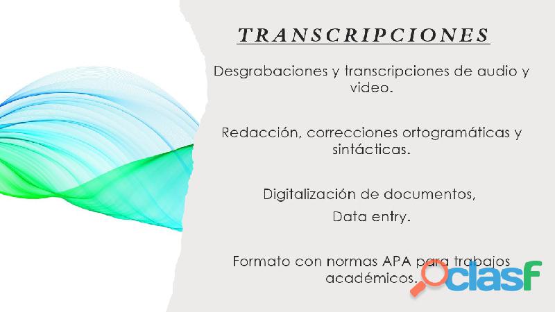 Transcripciones Desgrabaciones De Audio Y Video A Texto