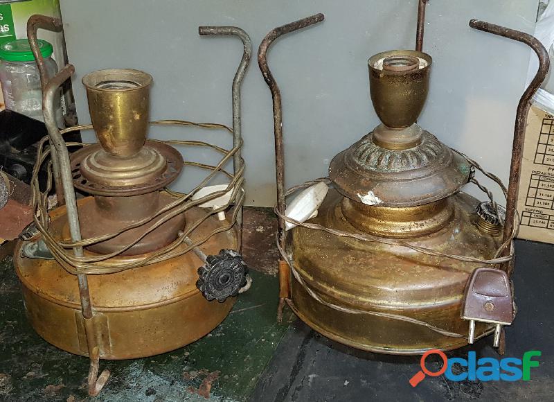 2 Veladores Calentador Antiguo Quemador Kerosene Bronce Bram