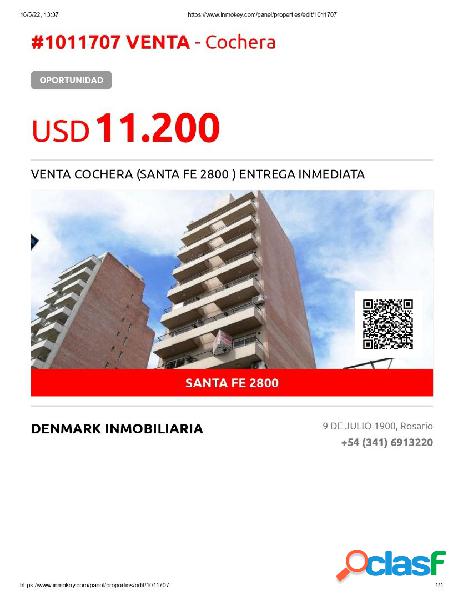 VENTA COCHERA (SANTA FE 2800) ENTREGA INMEDIATA