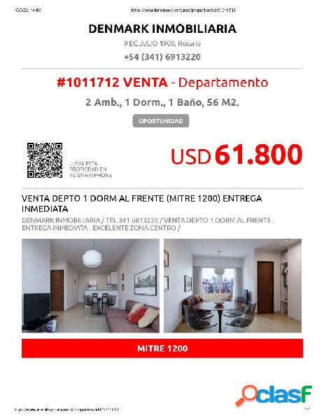 VENTA DEPTO 1 DORM AL FRENTE (MITRE 1200) ENTREGA INMEDIATA