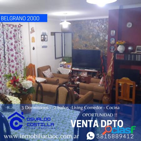 Venta Dpto. de 3 habitaciones en Av. Belgrano al 2000