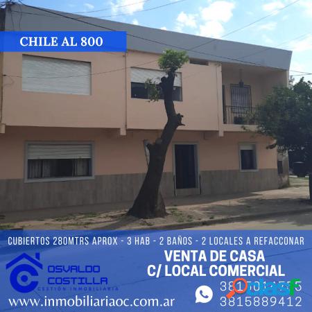 Venta de casa 2 plantas c/ locales comerciales en chile al