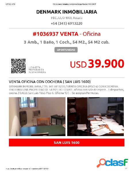 VENTA OFICINA CON COCHERA (SAN LUIS 1600)