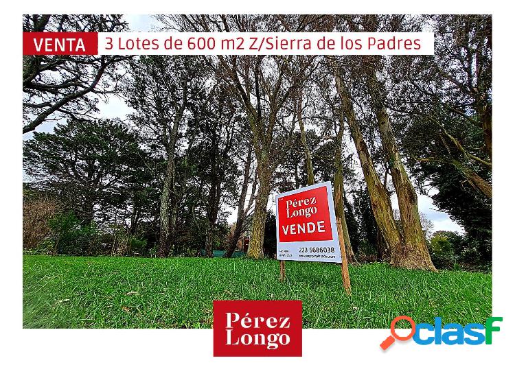 LOTES DE 600 M2 CADA UNO EN SIERRAS DE LOS PADRES